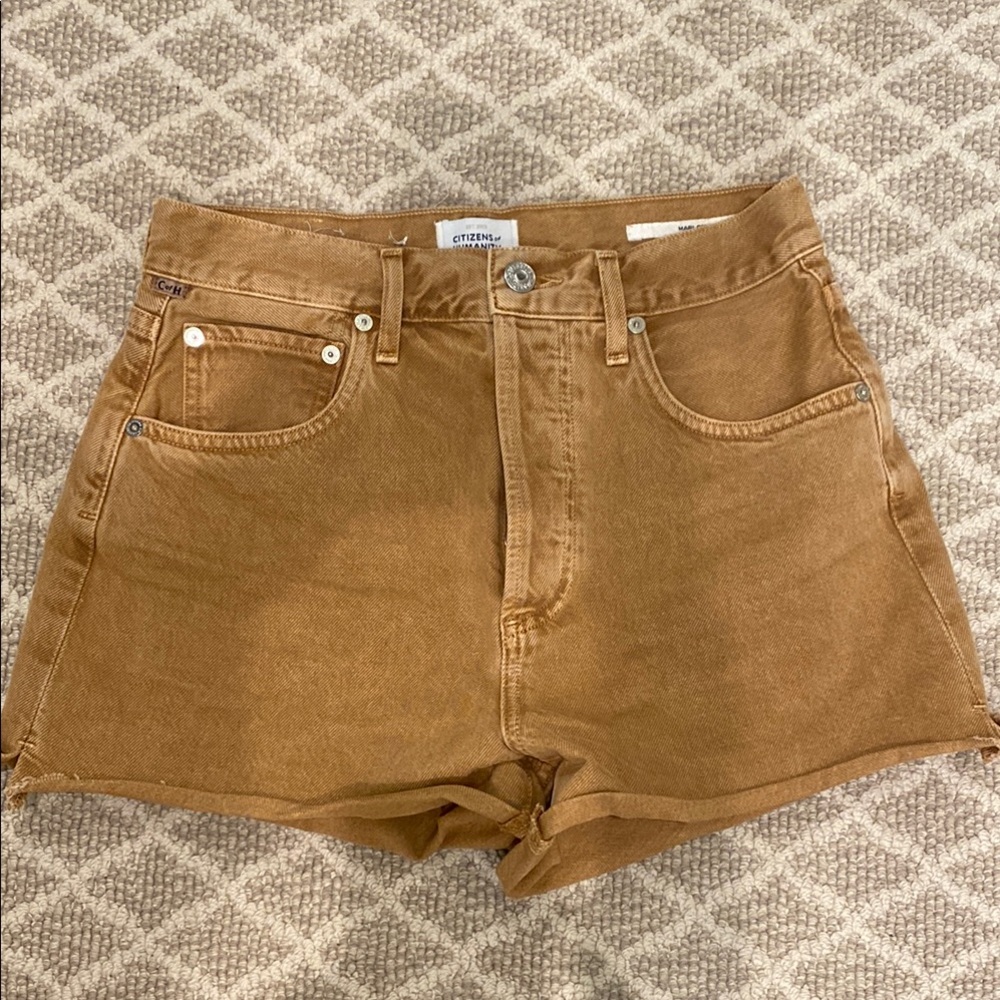 Citizens Of Humanity Tan Jean Shorts High-Waisted Vintage